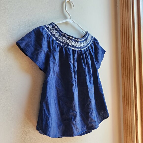 NWT Royal Blue Vineyard Vines Embroidered Smock Neck Blouse Size Small - Picture 11 of 15
